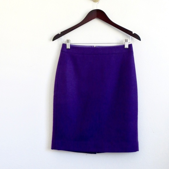 J. Crew Pencil Skirt Wool Blend Purple Size 0 - Picture 3 of 9